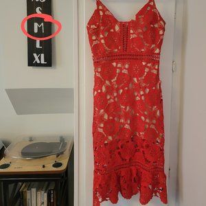 Red Lace floral dress (Just Me, Nordstrom) Size M